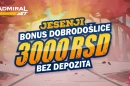 AdmiralBet novi bonus dobrodošlice će prštati tokom cele jeseni!